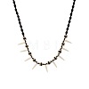 Adjustable Wood Beads Resin Fang Braided Wazed Cord Tribal Necklaces WGF0609-01-4