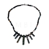 Natural Indian Agate Round Beaded Fan Bib Necklaces NJEW-N064-04D-1