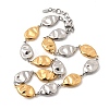 Two Tone 316L Surgical Stainless Steel Textured Flat Teardrop Link Chain Necklaces NJEW-D297-03GP-4