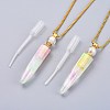 Electroplate Natural Quartz Crystal Perfume Bottle Pendant Necklaces NJEW-I239-01-2