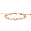 Natural Strawberry Quartz Braided Bead Bracelets PW-WGF95B2-03-1