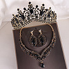 Teardrop Alloy Rhinestone Pendant Necklaces & Stud Dangle Earrings & Crown Hair Band Sets FS-WGCA643-03-1