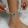 Bowknot Tassel Alloy Rhinestone Anklets for Women WGEE1E3-04-2