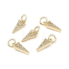 Brass Micro Pave Clear Cubic Zirconia Charms KK-E068-VB246-4