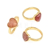 Natural Strawberry Quartz Finger Rings with Brass Findings G-H353-03G-05-5