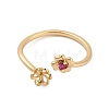 Flower Brass Micro Pave Cubic Zirconia Cup Peg Ring Settings for Half-drilled Beads KK-NH0009-01G-2