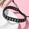 Natural Obsidian and Synthetic Hematite Adjustable Braided Bead Bracelets BJEW-H626-01-08-3