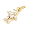Brass Micro Pave Clear Cubic Zirconia Pendants KK-D258-40G-02-2
