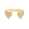 Brass Double Heart Open Cuff Bangle for Women BJEW-P280-01G-2