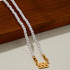 Alloy Number 555 Pendant Resin Imitation Pearl White Round Beaded Necklaces for Women FS-WGE7FDC-05-1