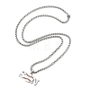 202 Stainless Steel Enamel Box Chain Sport Ball Pendant Necklaces for Men NJEW-K380-01B-02-2