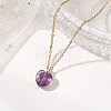 Natural Red Amethyst Heart Pendant 304 Stainless Steel Cable Chain Necklaces for Women NJEW-JN05796-01-1