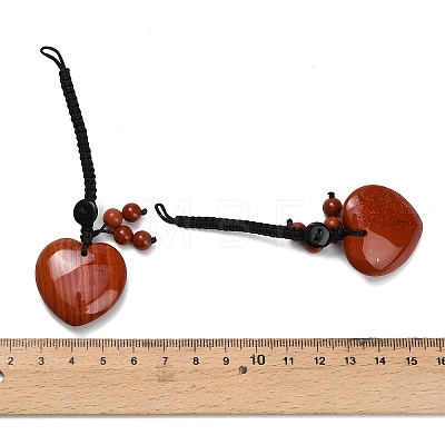 Heart Natural Red Jasper Pendant Decorations G-K353-07D-1
