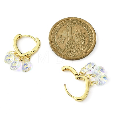 Brass Hoop Earrings with Glass Teardrop Charms EJEW-JE05396-1