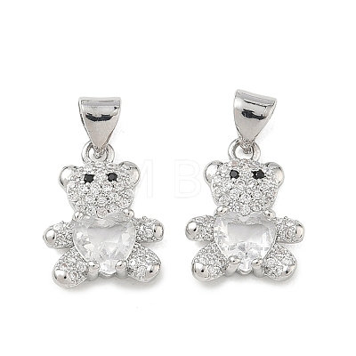 Brass Micro Pave Cubic Zirconia Charms KK-K351-69P-01-1