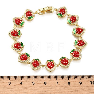 Brass Micro Pave Cubic Zirconia Link Bracelets BJEW-K278-02G-02-1