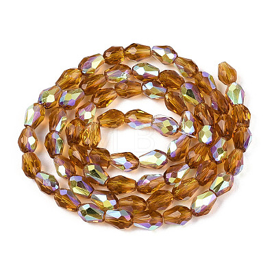 Transparent Electroplate Glass Beads Strands EGLA-N023-6x8mm-A06-1