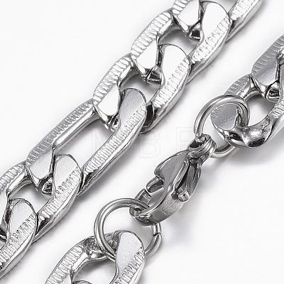 Trendy Men's 304 Stainless Steel Figaro Chain Bracelets BJEW-L619-03P-1
