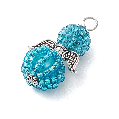 Alloy with Glass Seed Beads Pendants PALLOY-MZ00276-02-1