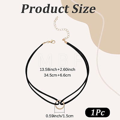 1Pc Alloy Ring Double Layer Faux Suede Cord Choker Necklaces for Women NJEW-CL0001-32-1