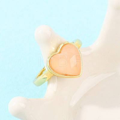 Natural Rose Quartz Finger Rings with Brass Findings G-H353-03G-06-1