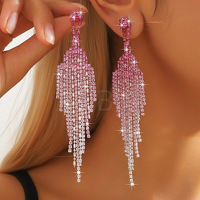 Brass Rhinestone Tassel Stud Earrings FS-WGD4A64-04-1