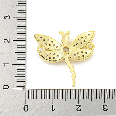 Rack Plating Brass Pave Clear Cubic Zirconia Dragonfly Connector Charms KK-P270-19G-1