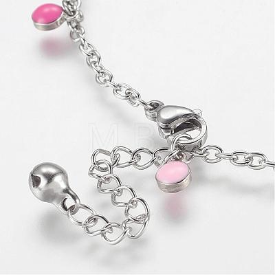 304 Stainless Steel Charm Anklets AJEW-E032-01A-1