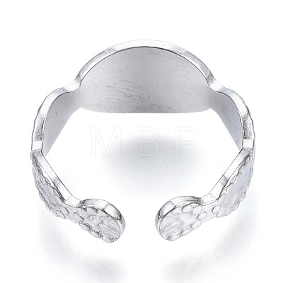 304 Stainless Steel Evil Eye Open Cuff Ring for Women RJEW-N040-27-1
