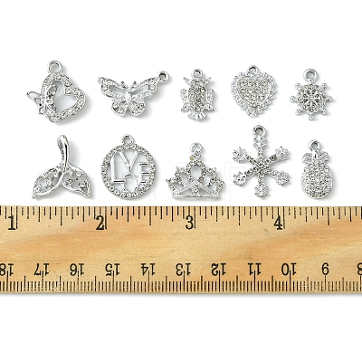 20Pcs 10 Style Alloy Crystal Rhinestone Pendants ALRI-FS0001-01-1