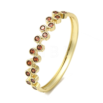 Brass Pave Cubic Zirconia Hinged Bangles for Women BJEW-B091-01G-1