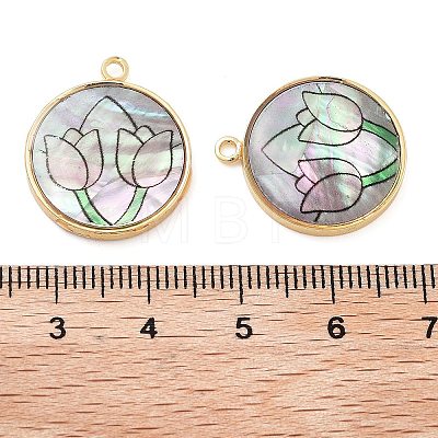 Alloy Pave Shell Flat Round Pendants FIND-C073-01G-03-1