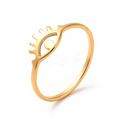 Ion Plating(IP) 201 Stainless Steel Eye Hollow Finger Ring for Women RJEW-G266-21G-1