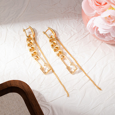 Zinc Alloy Curb Chain Hoop Earrings FS-WG7682E-01-1