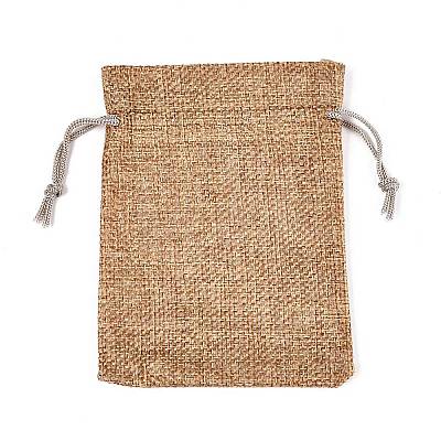 Polyester Imitation Burlap Packing Pouches Drawstring Bags ABAG-R005-9x12-15-1
