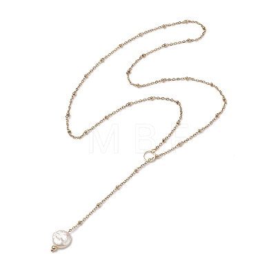 ABS Plastic Imitation Pearl Nuggets Pendant Necklaces NJEW-JN04952-1