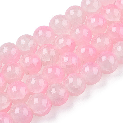 Crackle Baking Paint Imitation Jade Glass Beads Strands DGLA-YW0001-17A-1