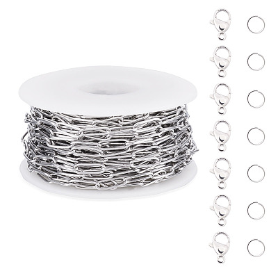 304 Stainless Steel Paperclip Chains Bracelet Necklace DIY Making Kit DIY-TA0009-67-1