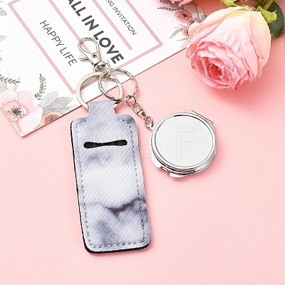 PU Leather & Iron Mirror Keychains HJEW-YW00545-05-1