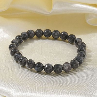 Natural Larvikite Bead Stretch Bracelets X-BJEW-K212-A-046-1