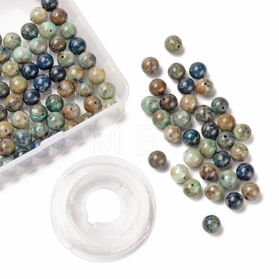 100Pcs 8mm Natural Chrysocolla Round Beads DIY-LS0002-21-1