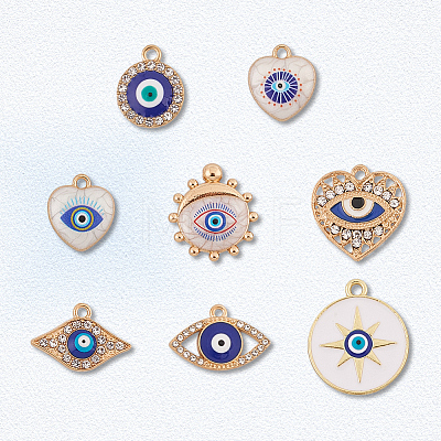 32Pcs 8 Styles Alloy Enamel Pendants ENAM-SC0006-66-1