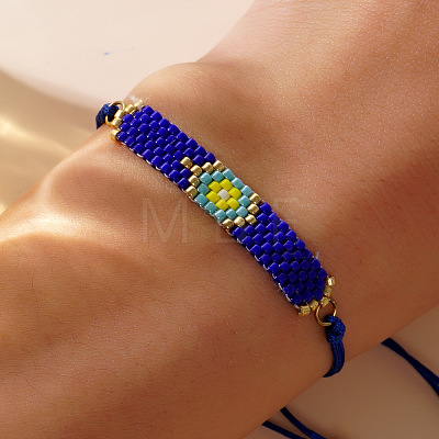 Glass Seed Bead Link Bracelets ZX2493-3-1