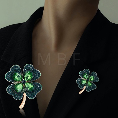 Cubic Zirconia Clover Brooch Pin JBR105A-1