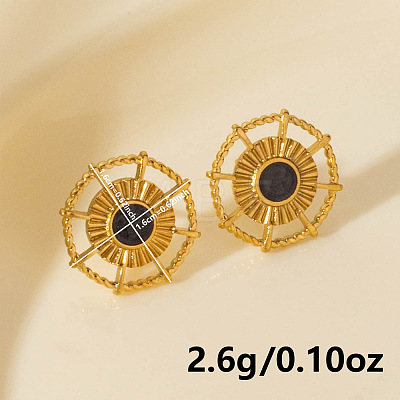 Vintage French Style Stainless Steel Sun Stud Earrings BK1028-3-1