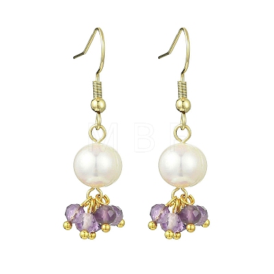 Natural Amethyst & Natural Cultured Freshwater Pearl Beads Dangle Earrings EJEW-JE06984-01-1