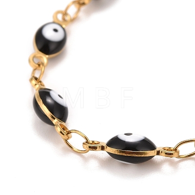 Enamel Horse Eye Link Chains Bracelet BJEW-P271-05G-04-1