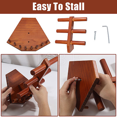 Solid Wood Jewelry Set Jewelry Tower Stands for Rings Bracelets Necklaces DJEW-WH0028-005-1
