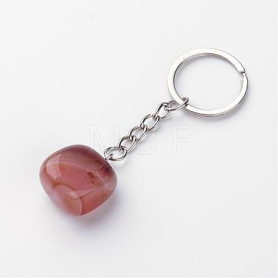 Natural Red Agate Keychain G-Q484-D08-1