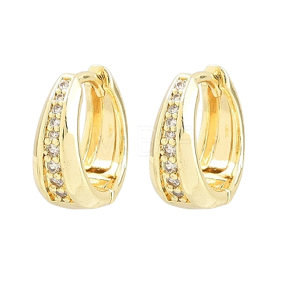 Brass Micro Pave Cubic Zirconia Hoop Earrings KK-CBAD104-04G-A-1
